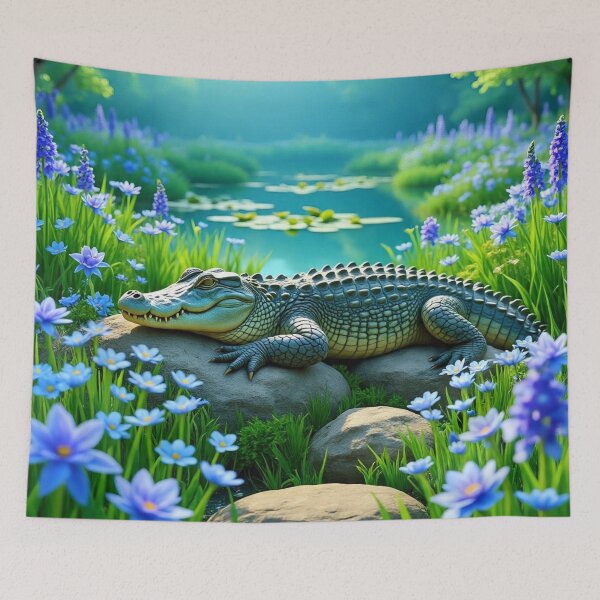 Item preview, Cool Blue Garden Collection with Adorable Crocodile designed and sold by Dailywalker22.