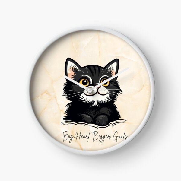 Item preview, Bold Black Kitty Illustration – Motivational Cat Design| Big Heart. Bigger Goals. designed and sold by Deezyned.