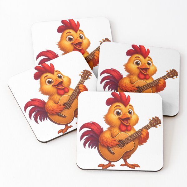 Item preview, Musical Rooster – Funny Watercolor Cartoon Chicken with Guitar designed and sold by VIBE CRAFT STUDIO.