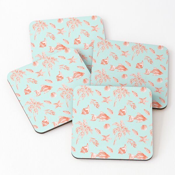 Item preview, Sea Shells Peach on Teal Seamless Repeat designed and sold by Sharon Schwalbe.