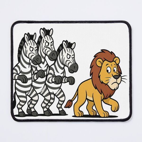 Item preview, "Zebras Stalking a Lion – Reversed Jungle Roles" designed and sold by Flipped World Society.