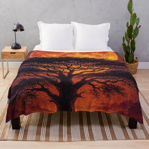 Aperçu de l'œuvre Arbre majestueux et pleine lune – Décoration murale paysage mystique créée et vendue par Gold Turtle  Lina.