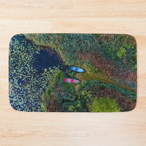 Item preview, Aerial View of Boats Moored Along a Reedy Shore designed and sold by minstr3l.