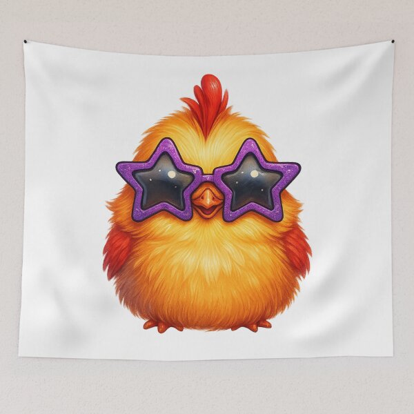 Item preview, Star Chick – Funny Watercolor Cartoon Chicken with Star Glasses designed and sold by VIBE CRAFT STUDIO.