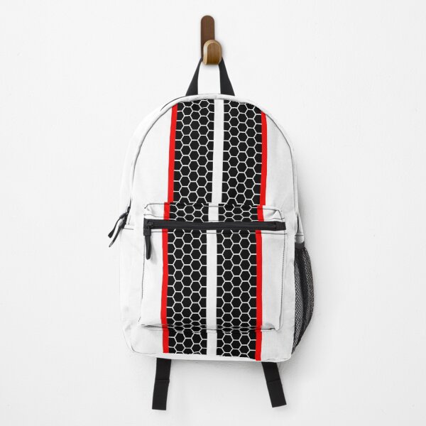 Item preview, Dual Racing Stripes, Honeycomb Pattern (Black and Red On White) designed and sold by Racing Stripes Only.