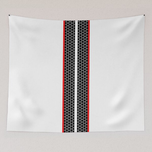 Item preview, Dual Racing Stripes, Honeycomb Pattern (Black and Red On White) designed and sold by Racing Stripes Only.