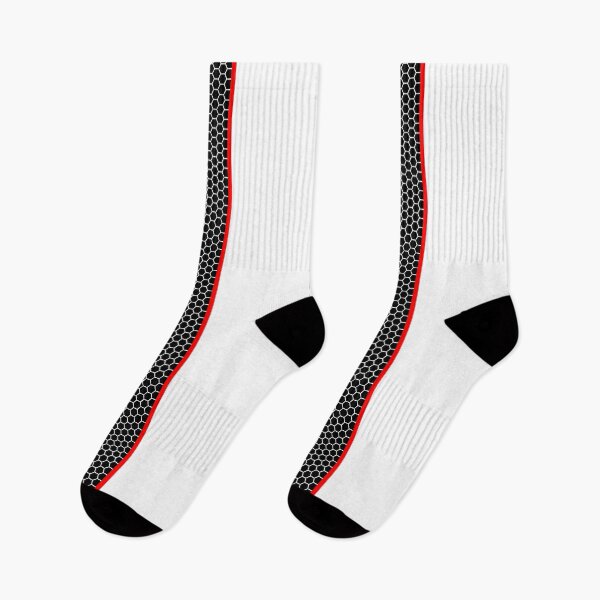 Item preview, Dual Racing Stripes, Honeycomb Pattern (Black and Red On White) designed and sold by Racing Stripes Only.