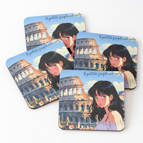 Item preview, Romantic Farewell in Rome Italy – Retro Anime Travel Girl Love Quote designed and sold by Kawaii-Sky.