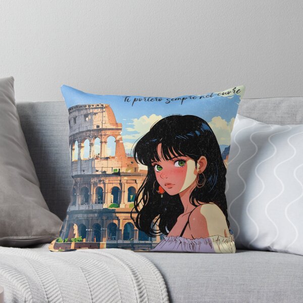 Item preview, Romantic Farewell in Rome Italy – Retro Anime Travel Girl Love Quote designed and sold by Kawaii-Sky.