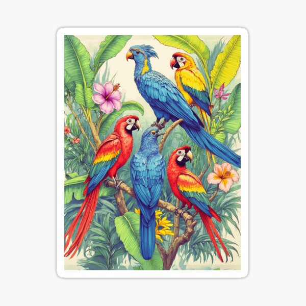 Item preview, Tropical Birds Botanical Illustration designed and sold by Marymarice.