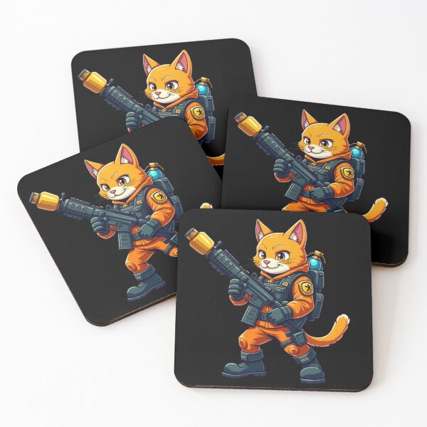 Item preview, Tactical Cat Soldier in Orange Suit | Armed Cartoon Cat Warrior Design designed and sold by GiftLore Studio.