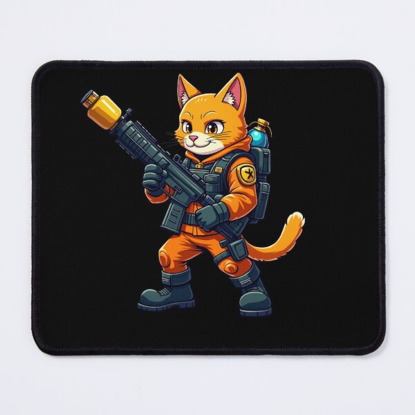 Item preview, Tactical Cat Soldier in Orange Suit | Armed Cartoon Cat Warrior Design designed and sold by GiftLore Studio.