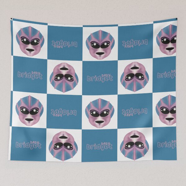 Item preview, Alien Baby Bridget Illustration with text and checkers designed and sold by VibeFae.
