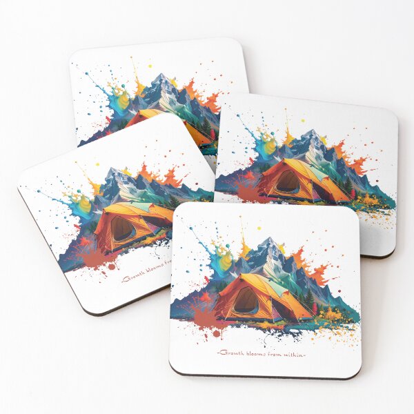 Item preview, Camping at the base of colorful splashing over high mountains designed and sold by OooPstudio.