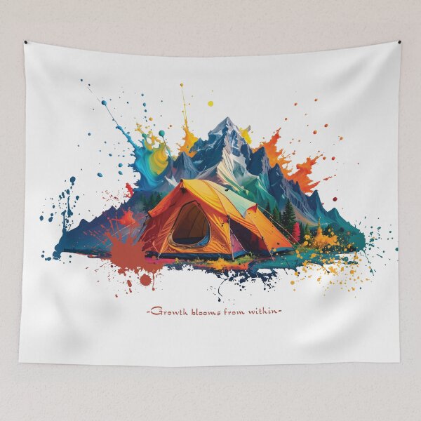 Item preview, Camping at the base of colorful splashing over high mountains designed and sold by OooPstudio.