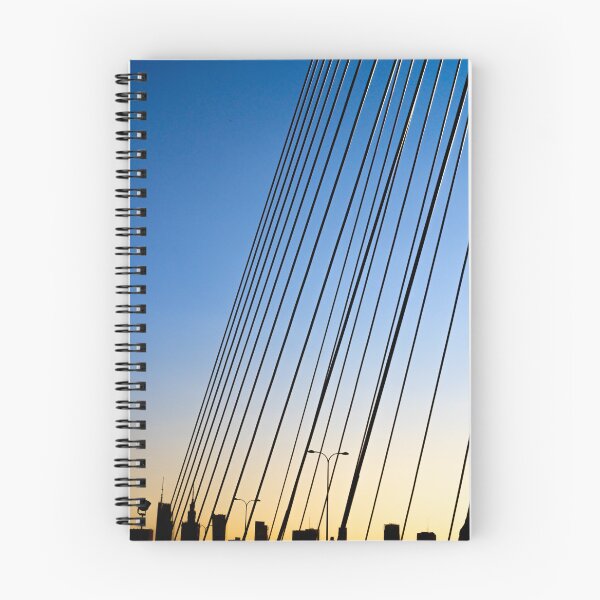 Item preview, Silhouette of a Modern Cable-Stayed Bridge at Sunset designed and sold by minstr3l.