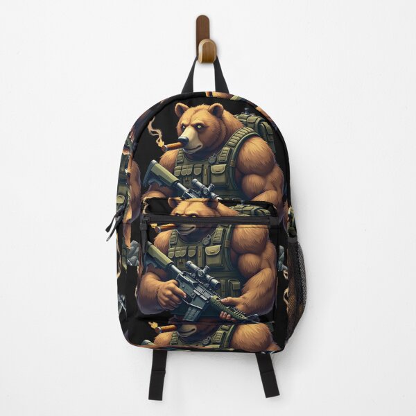 Artikelvorschau, Taktischer Bär mit Gewehr und Zigarre | Armed Combat Grizzly Design entworfen und verkauft von GiftLore Studio.