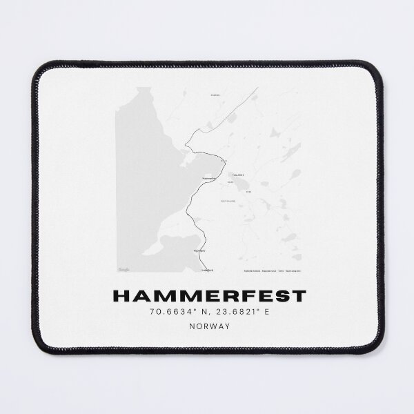 Item preview, Hammerfest Norway Arctic Map | Modern Black & White Wall Art designed and sold by RM-Journey.