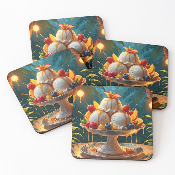 Item preview, Coconut Ice Cream Delight – Retro Thai Dessert Art designed and sold by Weeravatshop.