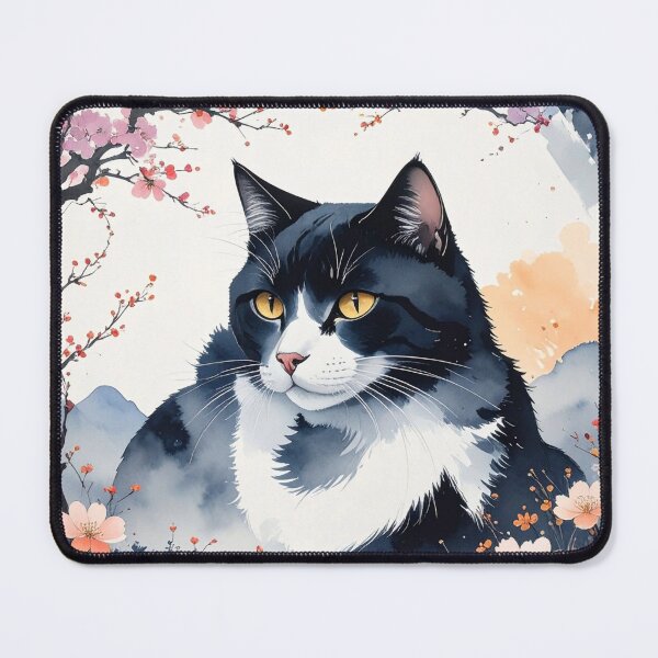 Item preview, Watercolor Cat with Cherry Blossoms designed and sold by facuesposito.