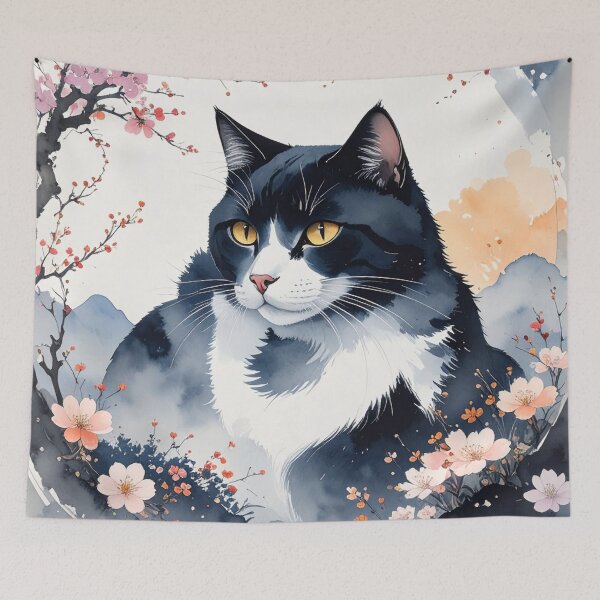 Item preview, Watercolor Cat with Cherry Blossoms designed and sold by facuesposito.
