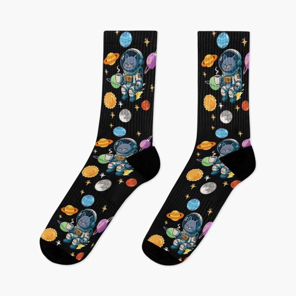Item preview, Cosmic Cat Astronaut Floating With Coffee in Galaxy Scene designed and sold by Pawelsky-art.