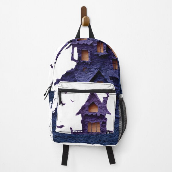 Item preview, Haunted House Silhouette with Bats – Spooky Halloween Night designed and sold by Flowing Colurs.
