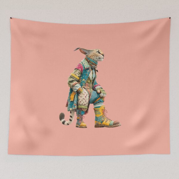 Item preview, Title: Patchwork Nomad: The Caracal Adventurer designed and sold by MYTHIC PEEL STICKERS.