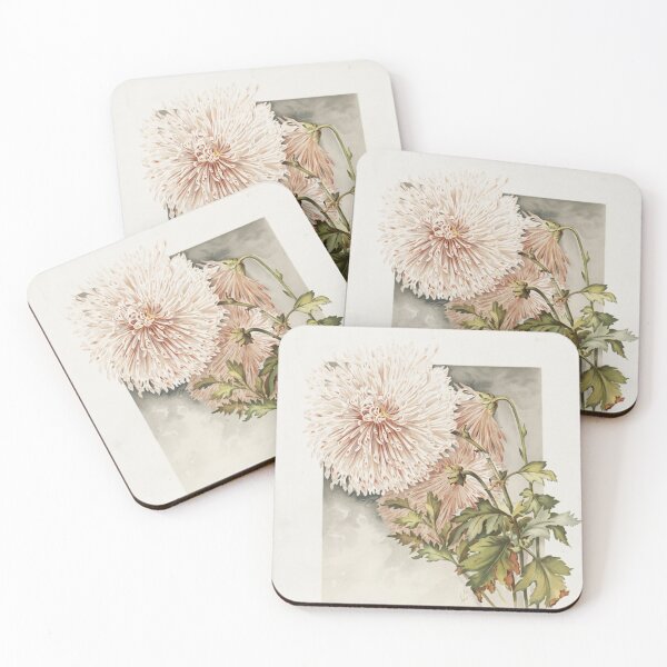Item preview, Pink Chrysanthemums  by James Callowhill Vintage Chromolithograph designed and sold by PureVintageLove.