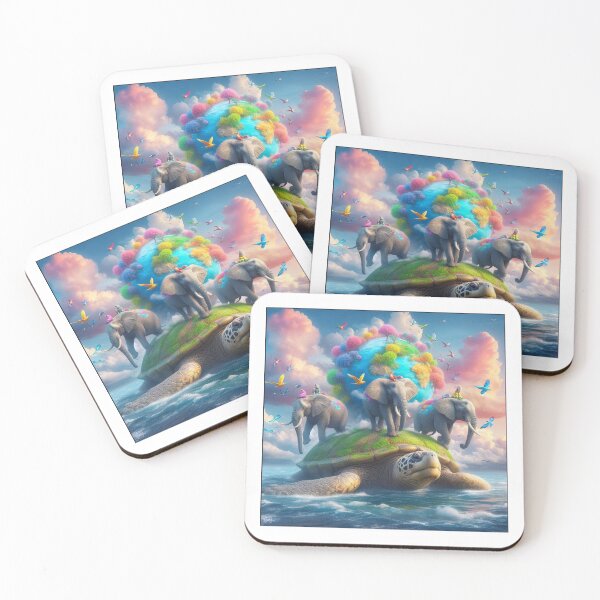 Item preview, Four Great Elephants Astride a Tortoise designed and sold by WhatevrWrksMrch.