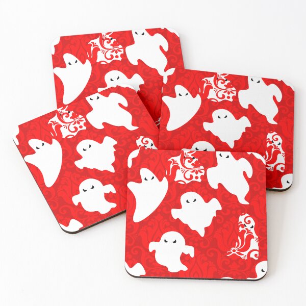 Item preview, red damask ghost halloween paranormal apparition designed and sold by Gossip Rag.