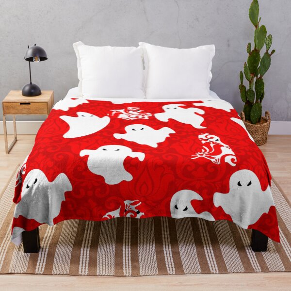 Item preview, red damask ghost halloween paranormal apparition designed and sold by Gossip Rag.