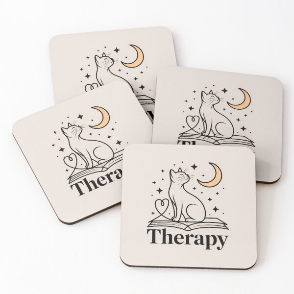 Item preview, Cat Therapy Sticker – Moonlit Reading Feline on Book, Self Care Vinyl Decal for Therapists, Bibliophiles, Mental Health, Cat Lover Gift Idea designed and sold by Design Den.