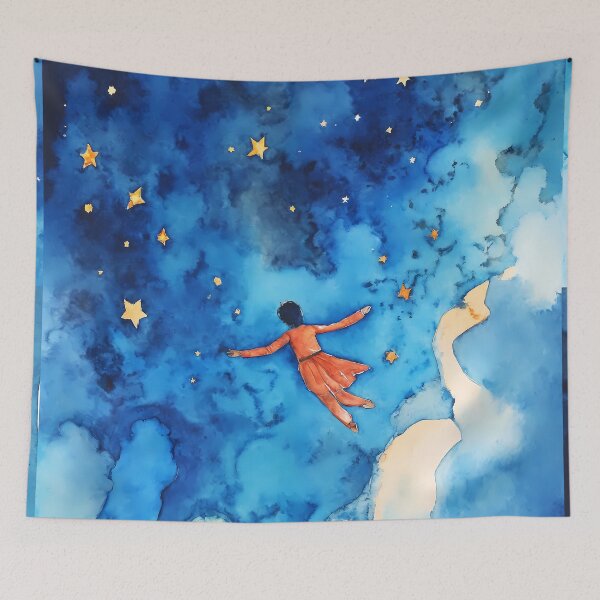 Item preview, Free Falling Through the Stars – Watercolor Cosmic Art designed and sold by soulfulpalette.