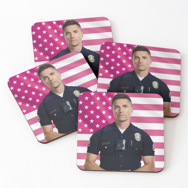 Item preview, Tim Bradford Eric Winter The Rookie Pink Flag designed and sold by lavndershrtdays.