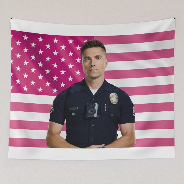 Item preview, Tim Bradford Eric Winter The Rookie Pink Flag designed and sold by lavndershrtdays.