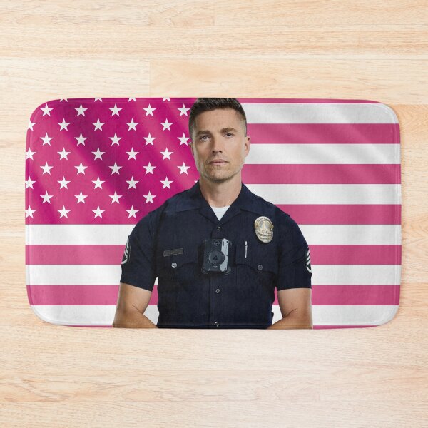 Item preview, Tim Bradford Eric Winter The Rookie Pink Flag designed and sold by lavndershrtdays.