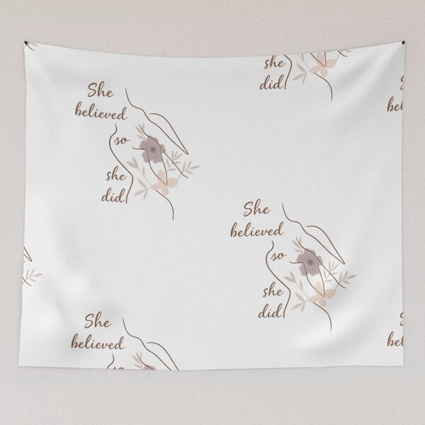 Item preview, She Believed, So She Did – Minimalist Feminine Floral Line Art designed and sold by Quiet Power Co..