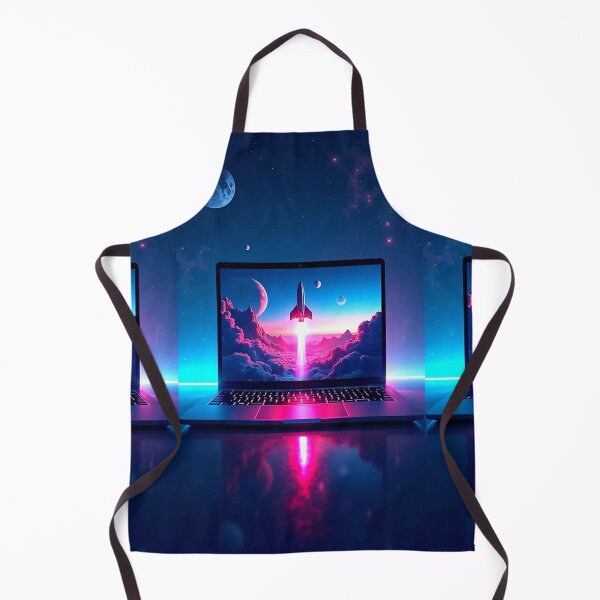 Item preview, Fantasy Gamer Nerd : abstract image of a spaceship taking off into space inside a laptop monitor! designed and sold by Giulivo Store Graphic.