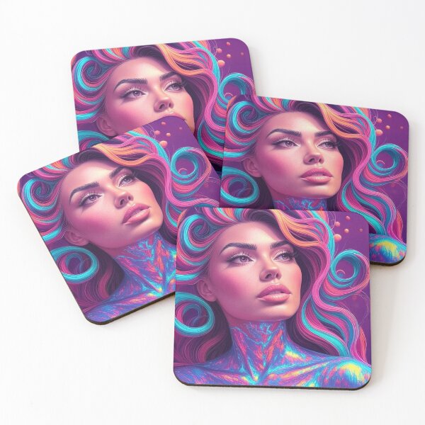 Item preview, Neon Woman Abstract Swirl Portrait in Bold Colors designed and sold by AnTartstudios.
