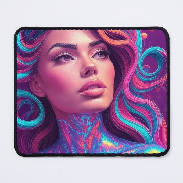 Item preview, Neon Woman Abstract Swirl Portrait in Bold Colors designed and sold by AnTartstudios.