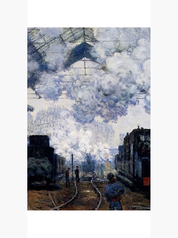 Thumbnail 3 of 3, Duffle Bag, Saint Lazare Station Exterior   1876 by Claude Monet designed and sold by GabyddAlessandr.