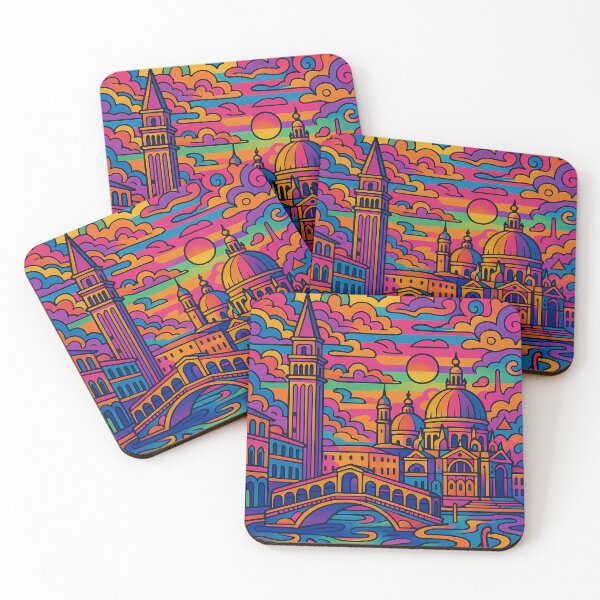 Item preview, Dreamy Psychedelic Venice | Trippy Canal City | Surreal Italian Landscape | Colorful Venice Travel Wall Art designed and sold by PaintedPixels01.
