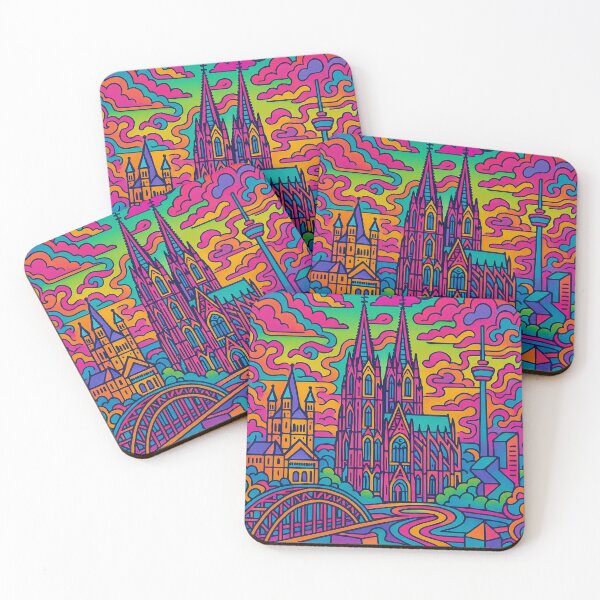 Item preview, Vibrant Psychedelic Art Poster | Retro Cologne Cityscape | Trippy Vintage Travel Print | Colorful Abstract German Landmark Illustration | Psychedelic Wall Decor Gift designed and sold by PaintedPixels01.