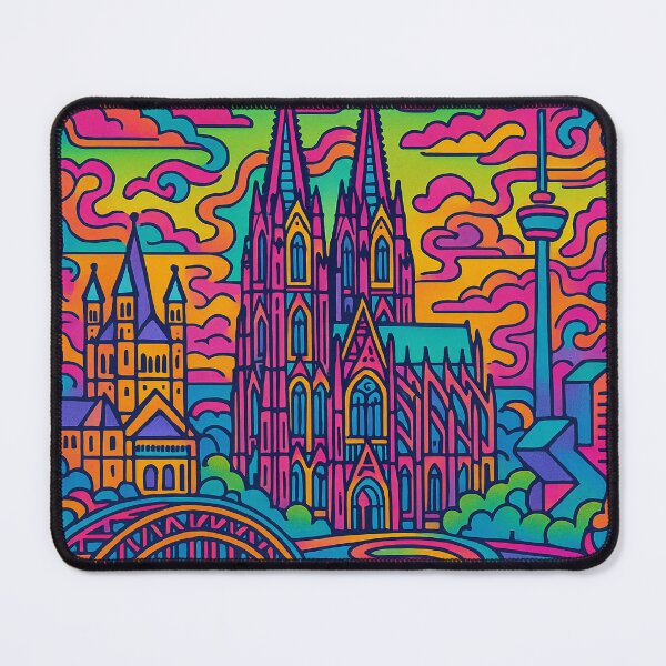 Item preview, Vibrant Psychedelic Art Poster | Retro Cologne Cityscape | Trippy Vintage Travel Print | Colorful Abstract German Landmark Illustration | Psychedelic Wall Decor Gift designed and sold by PaintedPixels01.