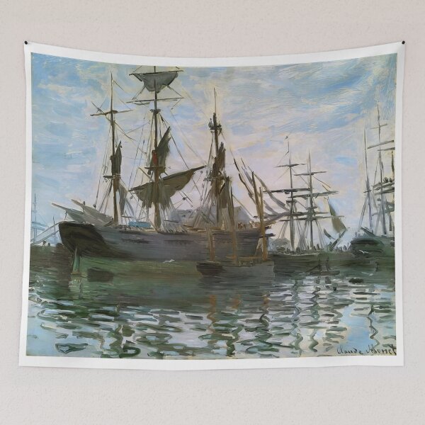 Item preview, Ships in Harbor   c.1873 Le Havre France by Claude Monet designed and sold by GabyddAlessandr.