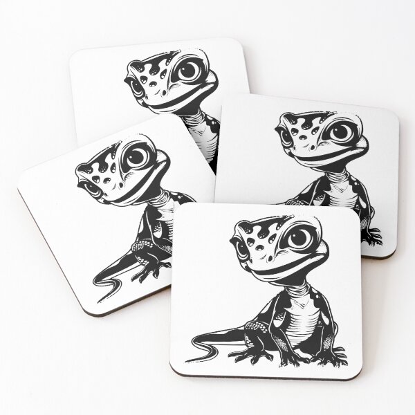 Item preview, Cute Cartoon Lizard Illustration – Black and White Gecko Reptile Art designed and sold by inkoutninja.