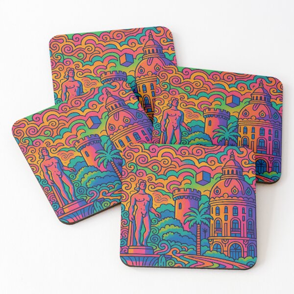 Artikelvorschau, Lebendiges psychedelisches Poster mit ikonischen Ansichten von Nizza | Trippy Retro-Reisekunst | Farbenfrohe Wanddekoration der französischen Riviera | Verträumte Küstenstimmung entworfen und verkauft von PaintedPixels01.