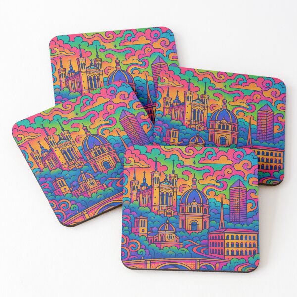 Item preview, Vibrant Psychedelic Art of Lyon | Colorful Lyon Cityscape Poster | Retro Psychedelic Travel Art | Lyon Wall Decor | Trippy Urban Landscape Design designed and sold by PaintedPixels01.