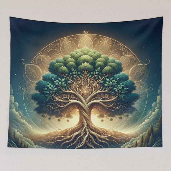 Item preview, Mystical Tree of Life | Sacred Geometry Spiritual Nature Art Tapestry designed and sold by AnalajiaDesigns.